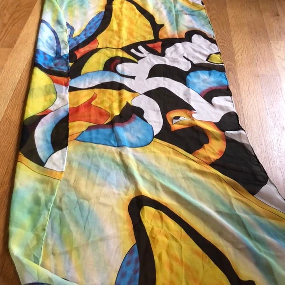Cocoon House Exquisite Artist Art-to-Wear Fine Silk Rectangle WrapMulticolor